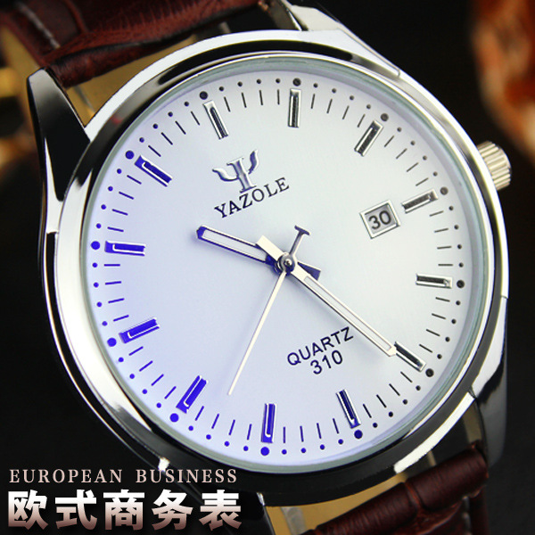 雅卓伦310韩版简约男女一对蓝光防水石英表男表夜光日历精品手表