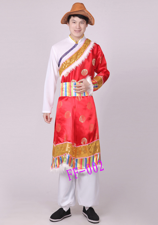 新款男士民族表演服藏族舞蹈服装新疆舞演出服少数民族舞台服饰折扣优惠信息