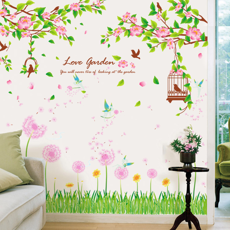 温馨卧室床头客厅沙发树枝藤蔓欧式墙贴纸贴画墙壁中国风装饰鸟笼