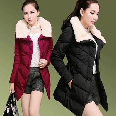 2015新款中长女士棉服冬季韩版修身毛领羽绒棉袄加厚冬装棉衣外套