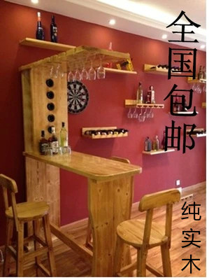 特价定做 实木 吧桌 吧台 高脚桌椅 吧椅 家用 咖啡厅 田园做旧