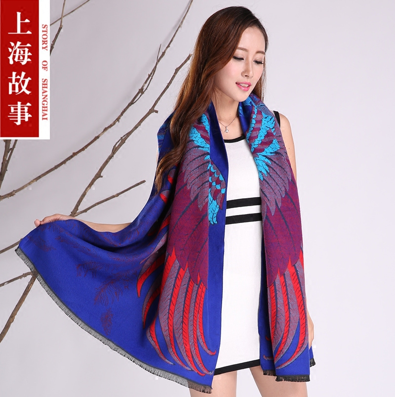 上海故事冬季中年女士围巾披肩两用羊绒羊毛妈妈围巾保暖百搭披肩折扣优惠信息