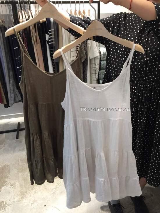 韩国BLUEPOPS 新款吊带连衣裙 时尚百搭休闲吊带裙 白色绿色