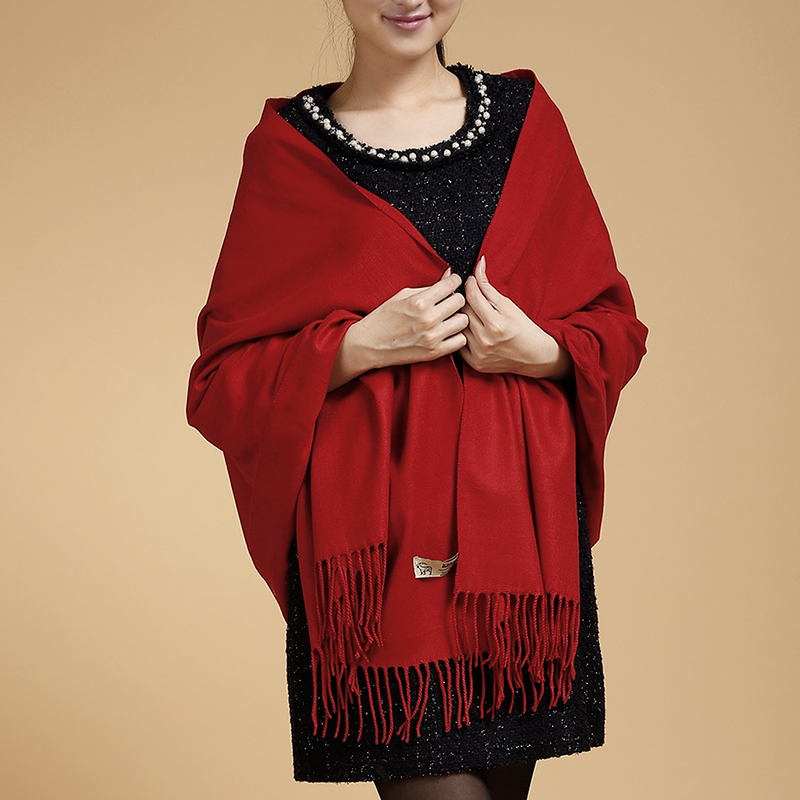2015新款春秋冬季羊绒围巾披肩两用女纯色空调披肩