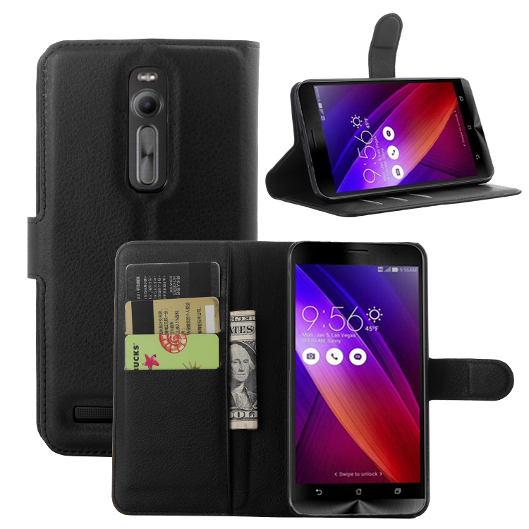 华硕zenfone2手机皮套 5.5寸ZE551ML保护套 华硕2手机壳 钱包支架