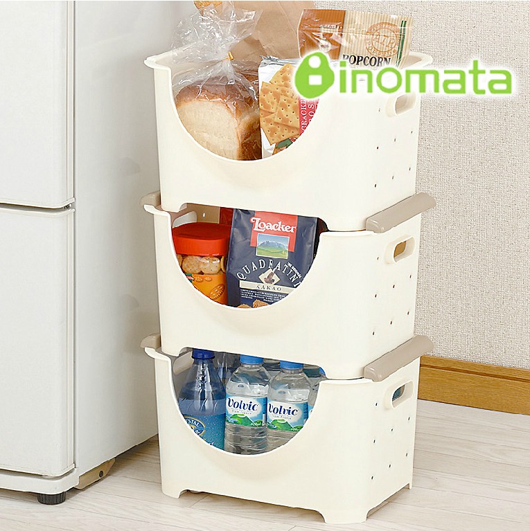 日本进口inomata 叠加式收纳筐 厨房整理架水果蔬菜收纳篮 置物箱