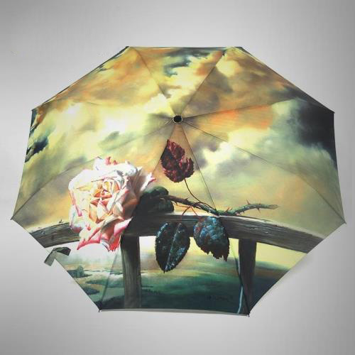 全自动折叠晴雨伞激情玫瑰铁塔油画伞黑胶防晒遮阳伞防紫外线伞折扣优惠信息