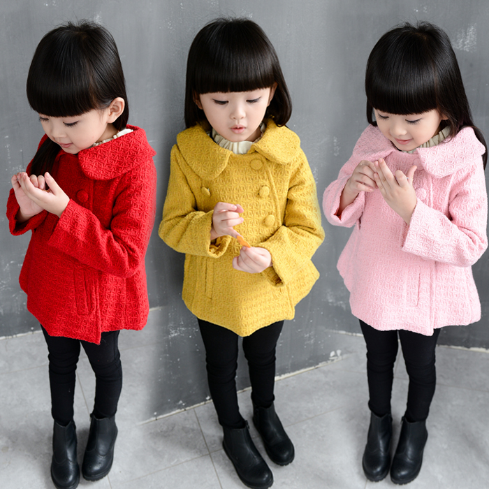 2015女童秋装新款童装韩版儿童宝宝双排扣春秋款长袖大衣上衣外套