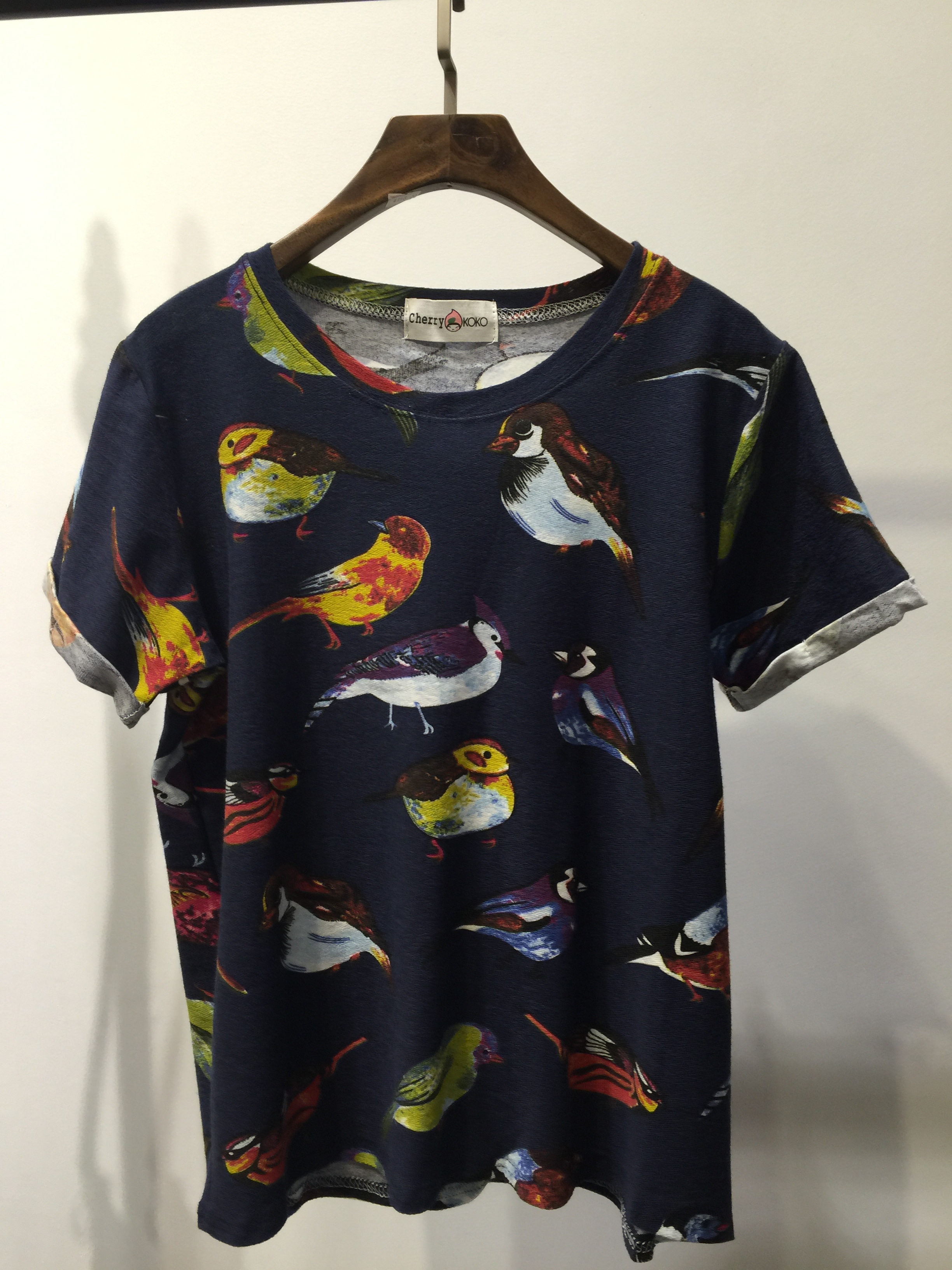 2015春夏装新款 欧美风复古个性动物图案小鸟印花短袖t恤女宽松
