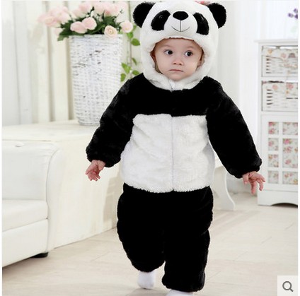 男女宝宝万圣节冬款套装加厚熊猫动物造型婴儿衣服6个月1-2-3周岁