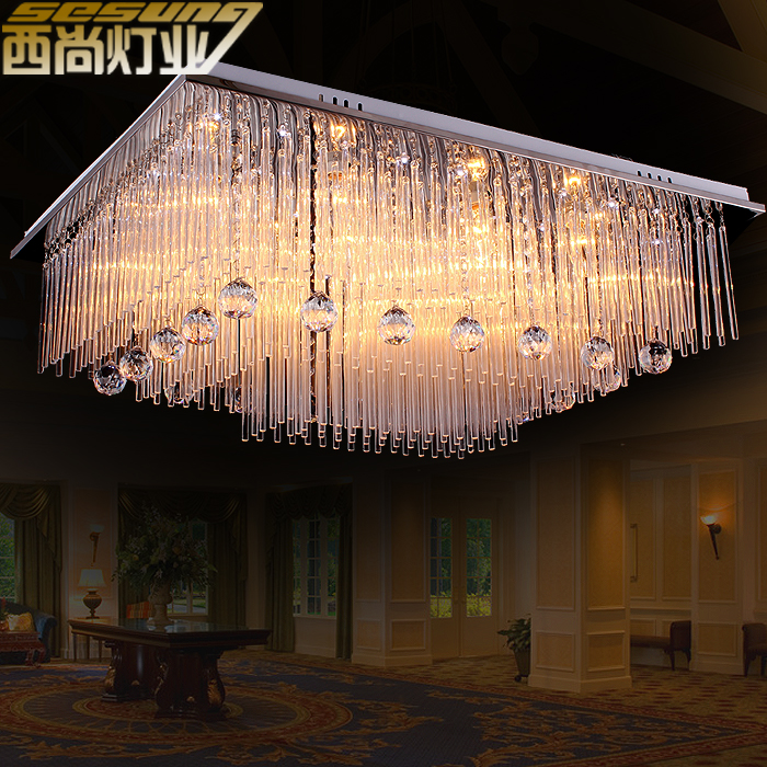 长方形水晶灯客厅灯现代简约大气卧室灯LED吸顶灯餐厅灯灯饰吊灯
