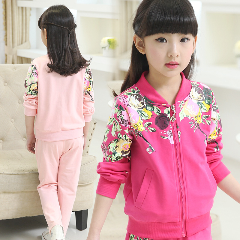 童装女童套装2016春季新款全棉儿童两件套长袖韩版女孩运动套装