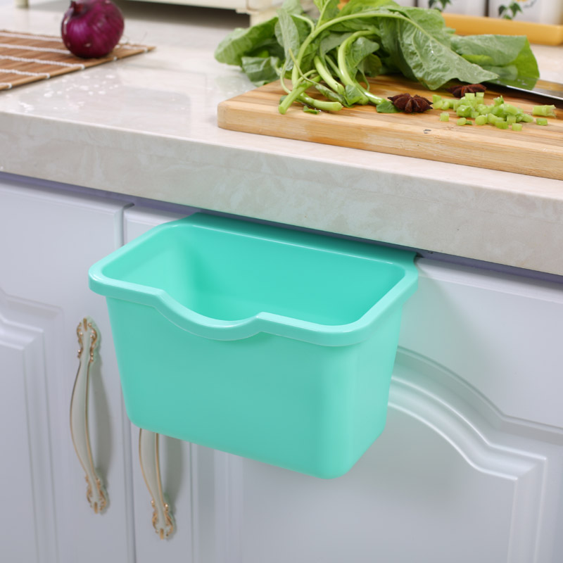 厨房橱柜门挂式垃圾桶厨房可悬挂杂物筒箱桌面塑料收纳盒挂篮包邮折扣优惠信息