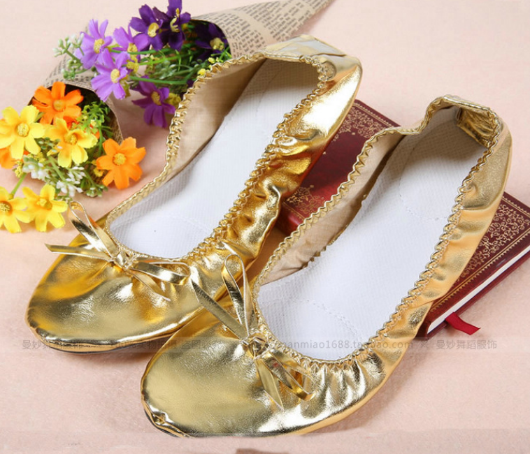 成人肚皮舞鞋子儿童软底鞋舞蹈鞋印度舞蹈练功芭蕾鞋金色软底舞鞋