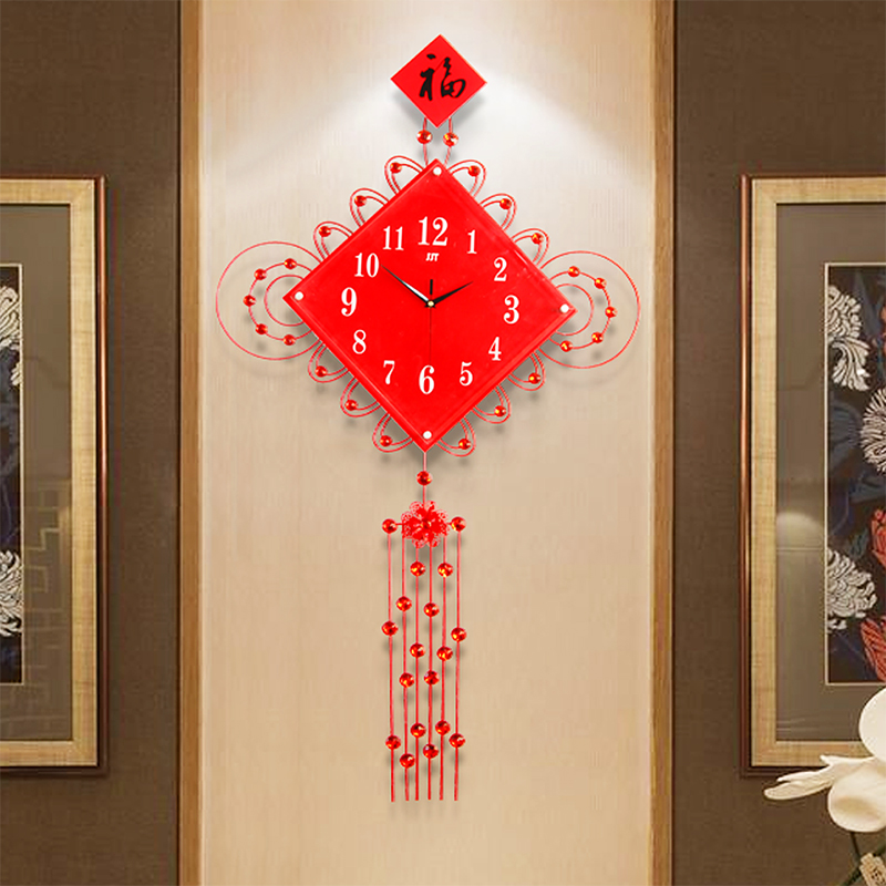中国结中国风创意客厅挂钟大号中式装饰现代时钟静音石英钟表挂表折扣优惠信息