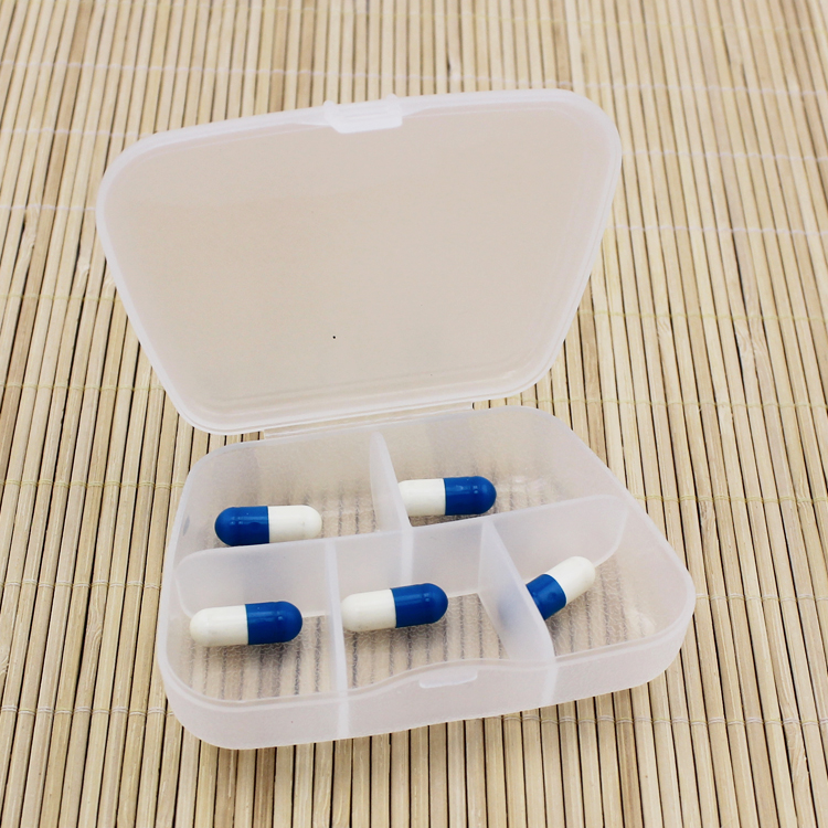 5格透明塑料 便携一周随身分药盒 药品收纳盒 小零件饰品收纳盒