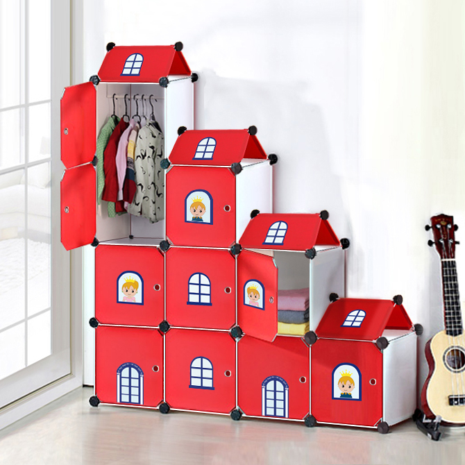 圣若瑞斯儿童房组合卡通城堡收纳柜简易衣物整理柜玩具塑料储物柜
