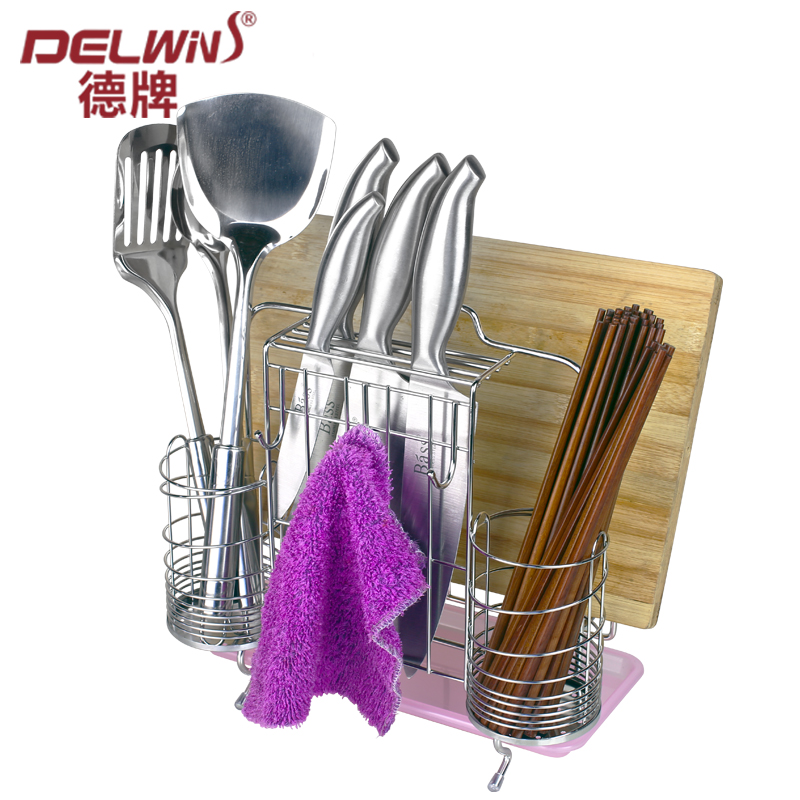 Delwins不锈钢多功能刀架刀座砧板架菜板筷子筒笼厨房收纳置物架折扣优惠信息