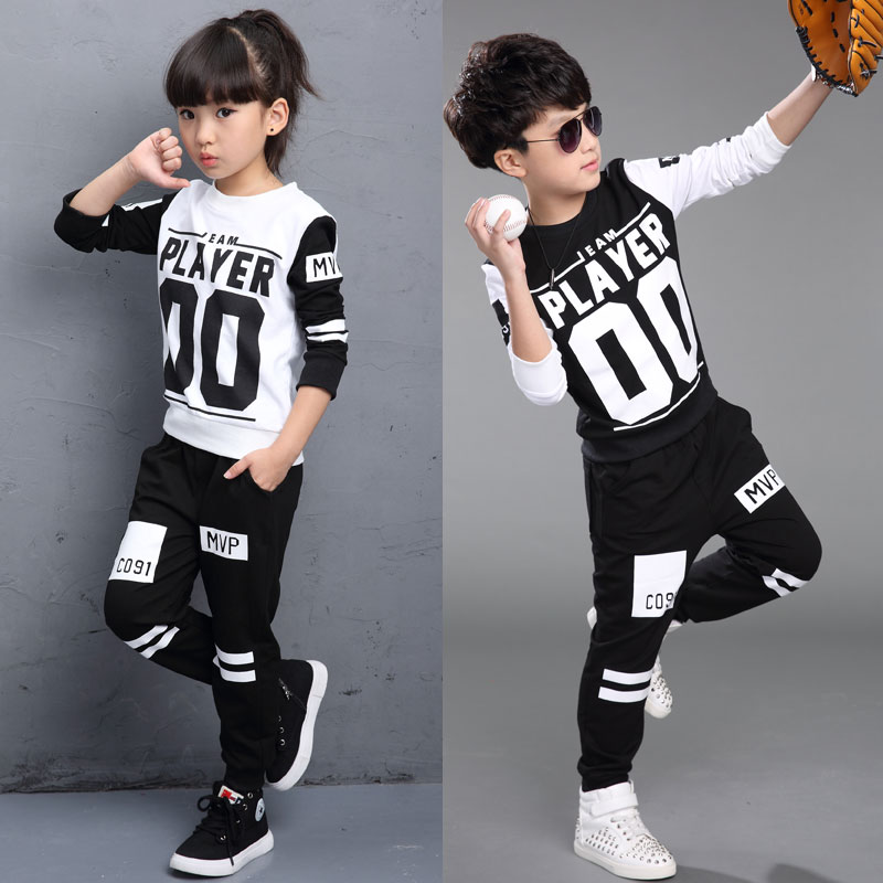 童装2015秋季新款儿童数字运动套装男女童韩版潮两件套中大童套装