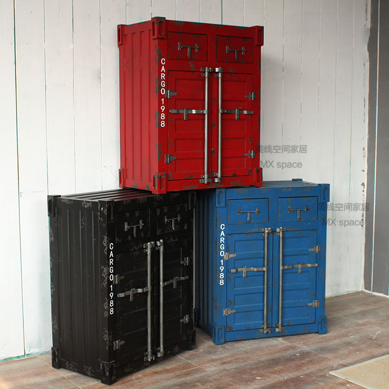 LOFT工业风格集装箱复古创意个性工业柜做旧 床头柜 矮柜 边柜