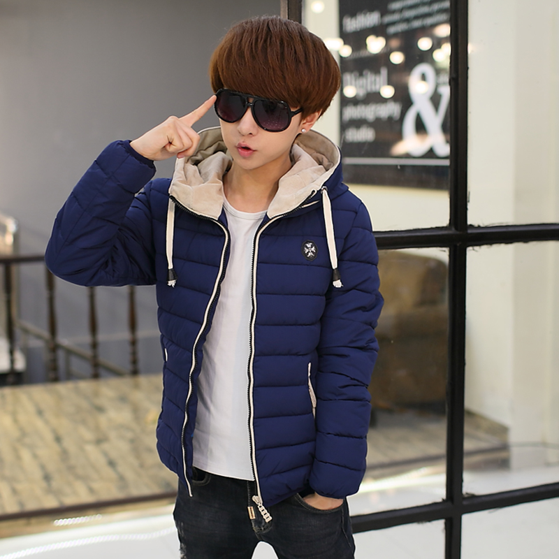 韩版青少年冬衣服加厚连帽棉服学生修身型棉衣男士冬装袄子外套潮