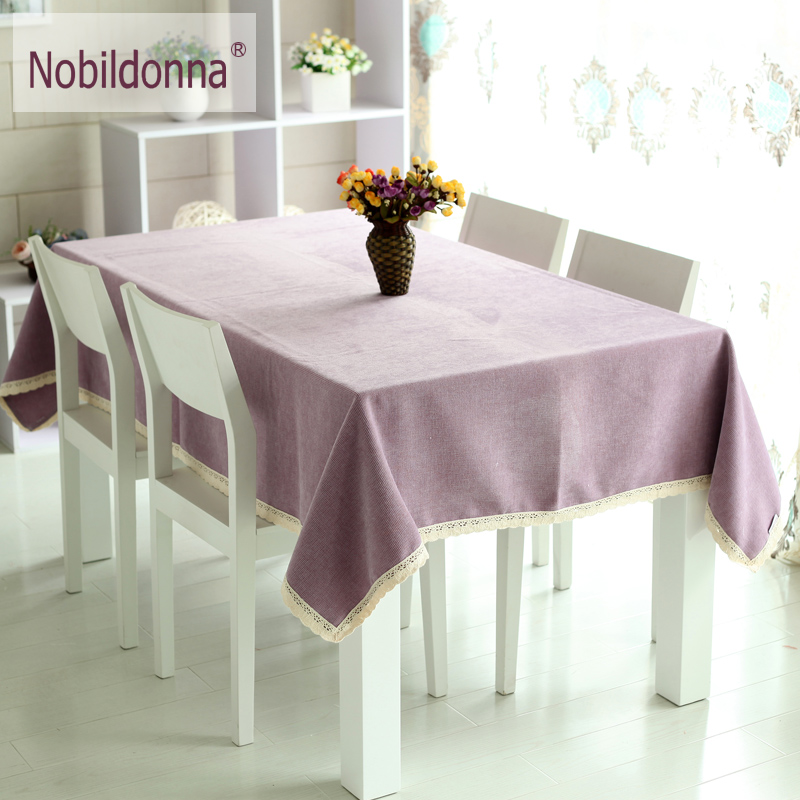 特价田园纯色布艺长方形茶几垫西餐电脑会议桌布套装台布紫色定做