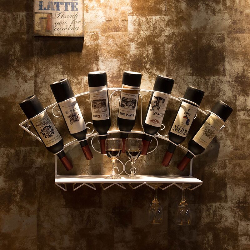 loft复古创意酒架红酒杯架悬挂碳化酒柜铁艺创意高脚杯壁挂式酒架折扣优惠信息