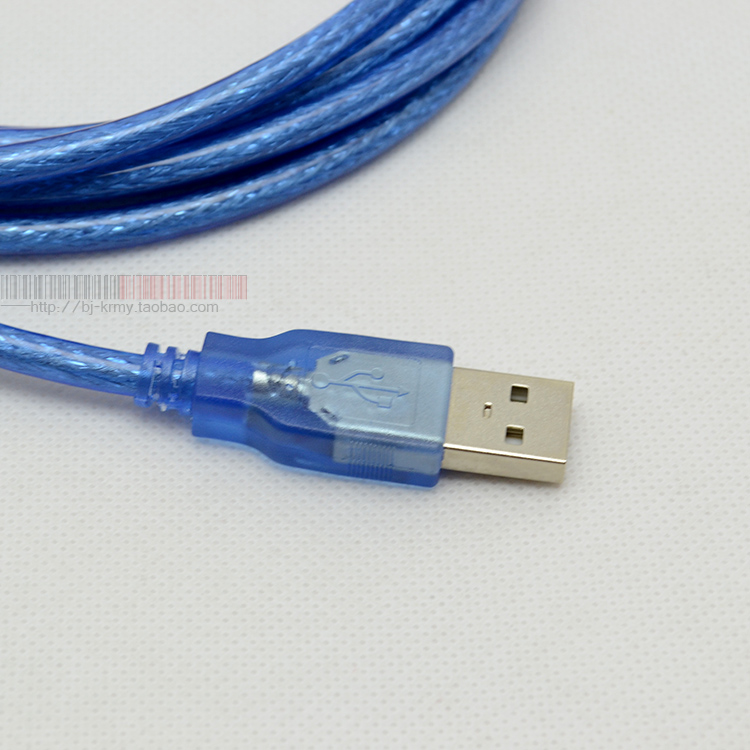 批发USB延长线公对母连接线USB2.0数据线带磁环蓝透明编织1.5米