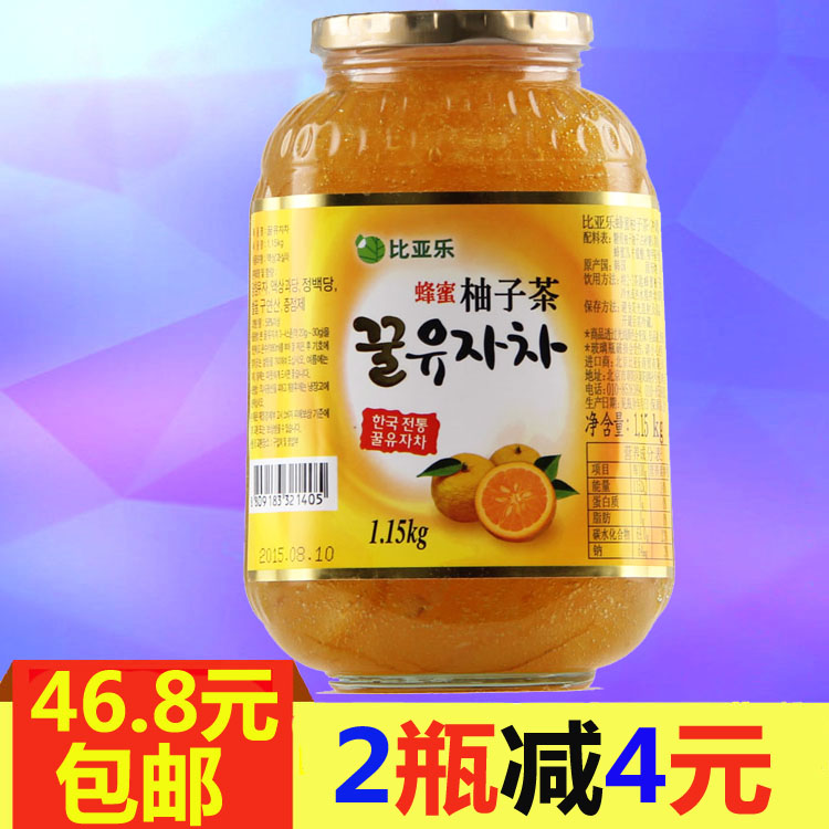 包邮 韩国进口 比亚乐蜂蜜柚子茶1150g 冲调饮品 蜜炼果味茶折扣优惠信息