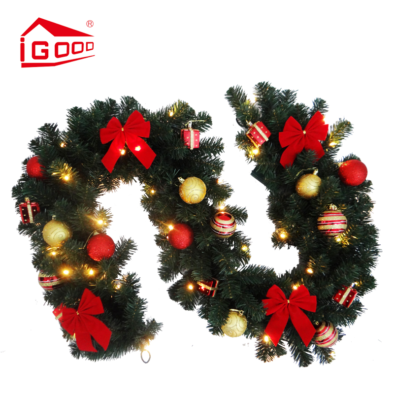 【IGOOD】圣诞节装饰品圣诞树挂件挂墙壁炉180cm装饰藤条配件PVC折扣优惠信息