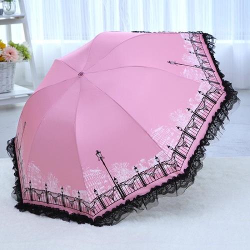 天堂伞正品创意太阳伞 晴雨伞折叠遮阳伞超强防紫外线蕾丝防晒伞