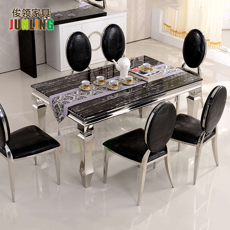不锈钢餐桌 大理石餐桌椅组合长方形宜家小户型餐台现代简约饭桌折扣优惠信息