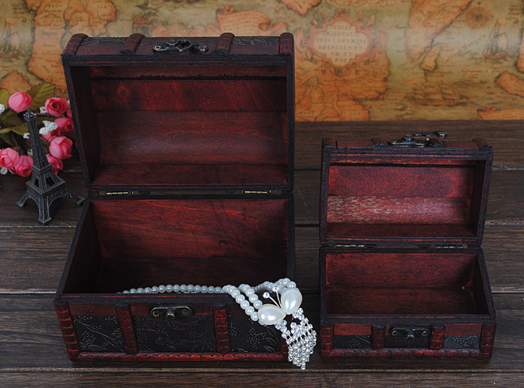 创意桌面首饰盒木制手饰品收纳盒珠宝盒木质古典中式复古木盒生日