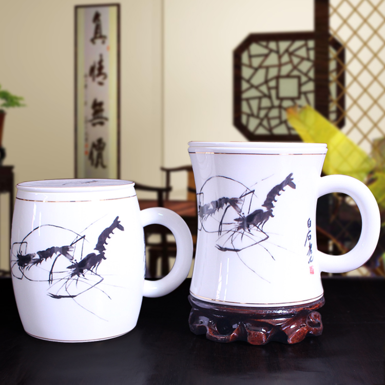 特价高档情侣对杯骨瓷中国风带盖杯子创意盖杯水杯泡茶杯商务礼品