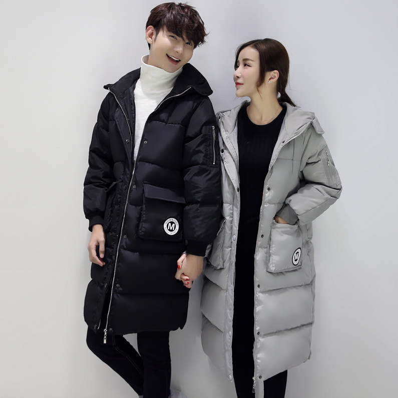 2015冬新品有帽长款加厚保暖显瘦男女情侣棉服 韩国正品学生棉衣
