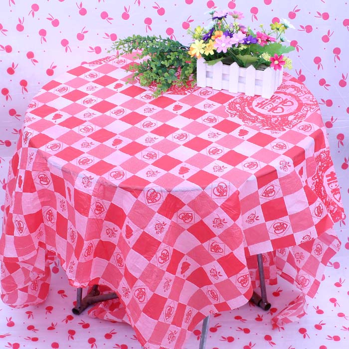 加厚一次性台布大小圆桌布防水红色塑料餐桌布婚庆酒席方形