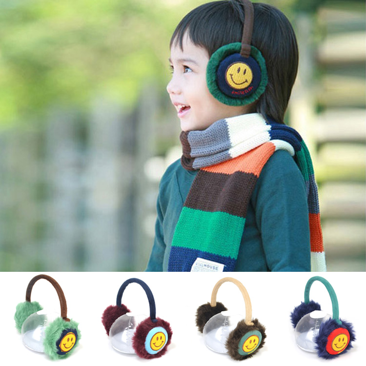 秋冬新款韩版男女儿童可爱立体卡通耳罩宝宝微笑保暖耳罩耳暖耳套