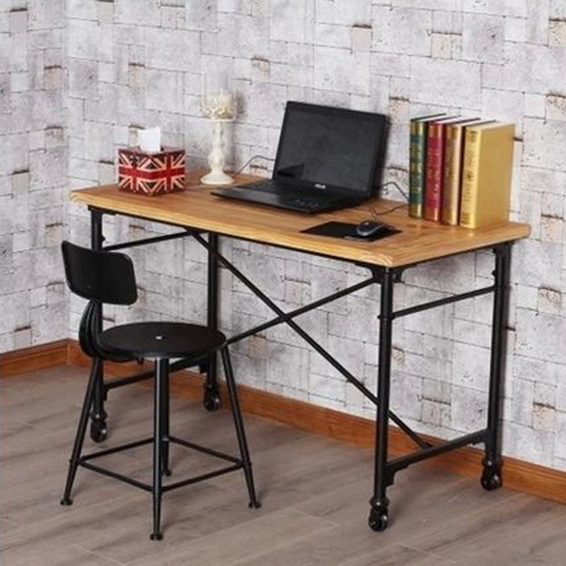 特价实木台式电脑桌 铁艺写字桌 宜家用书桌办公桌折扣优惠信息