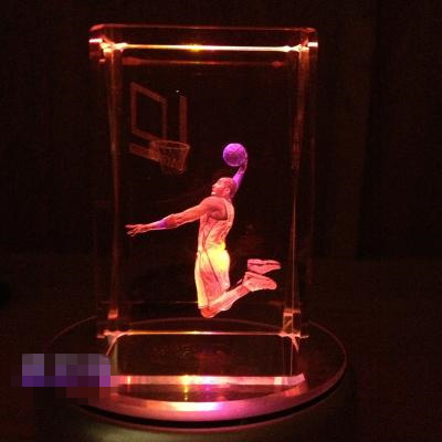 NBA球星3D内雕水晶创意摆件送男朋友生日礼物七夕情人节礼物