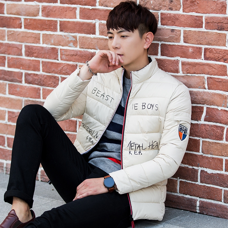 2015新款男青年棉衣短款冬季外套韩版修身男装学生印花立领棉服潮