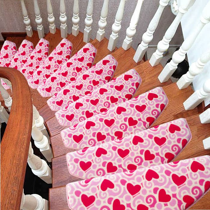 楼梯地毯免胶防滑楼梯踏步垫实木楼梯脚垫婚庆爱心加厚楼梯垫定做折扣优惠信息