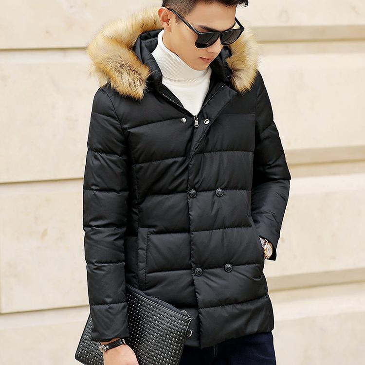 冬装男士羽绒服男加厚中长款2015新款韩版修身潮冬季外套轻薄保暖