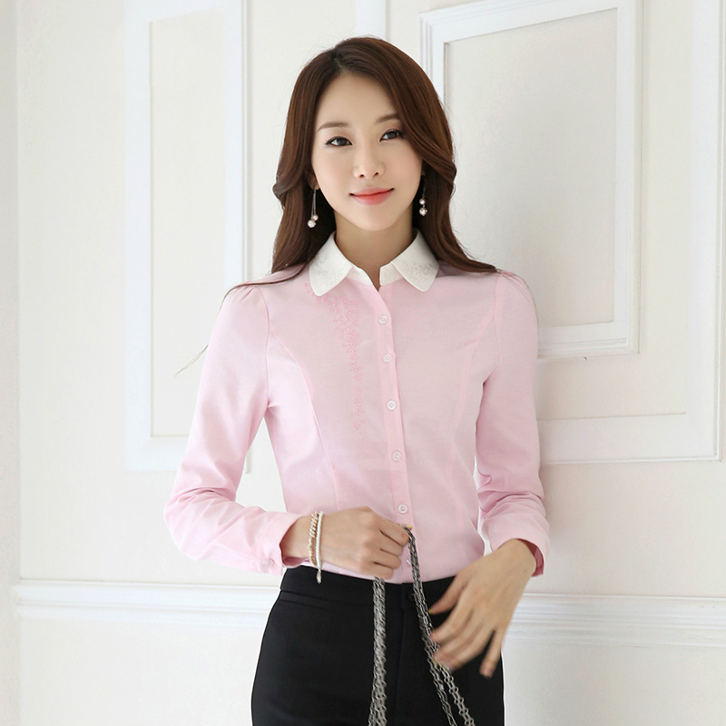2015秋装女士正装韩版长袖衬衫 职业装工作服修身显瘦职业衬衣