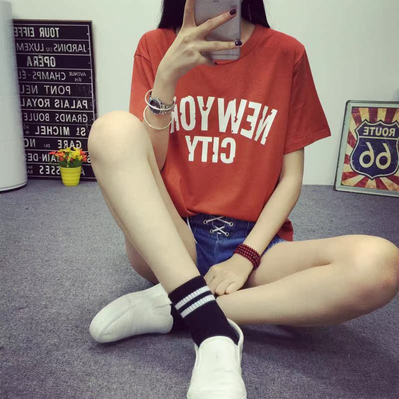 夏季新款韩版女装个性字母印花短款T恤宽松休闲大码学生半袖上衣折扣优惠信息