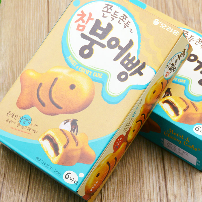 韩国进口零食品好丽友打糕鱼蛋糕儿童零食巧克力红豆夹心蛋糕174g