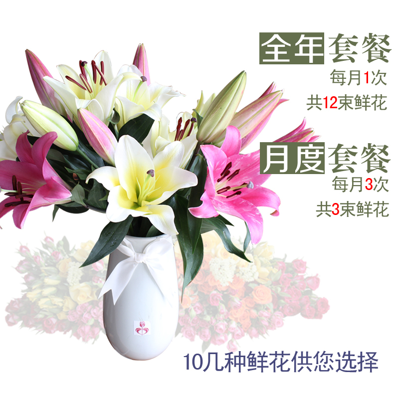 【鲜花周期购】首单送花瓶花语鲜束家庭鲜花基地全国空运配送