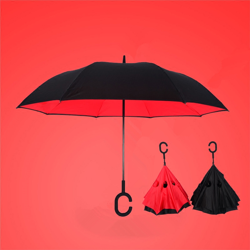 德国创意双层伞免持式反向伞长柄男女晴雨伞户外汽车伞反开收伞