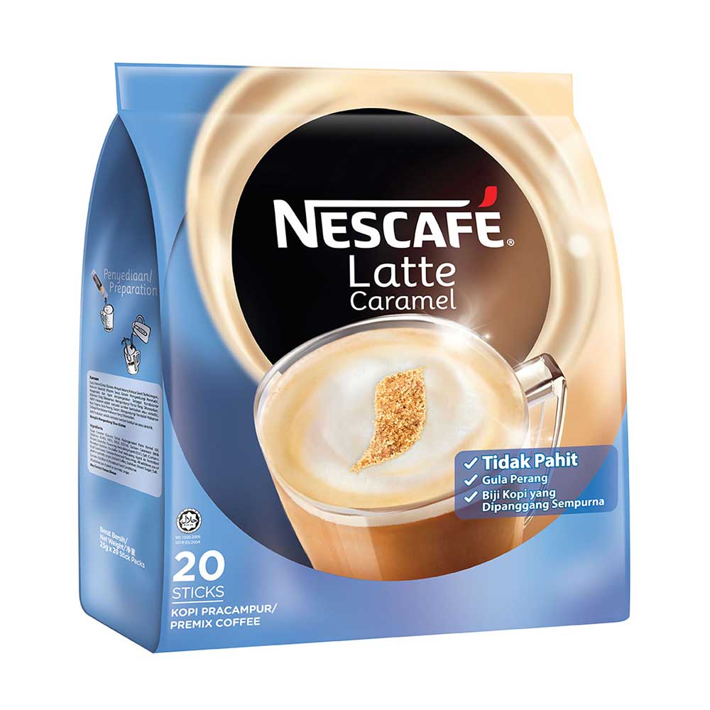 马来西亚直邮4包包邮nescafe雀巢拿铁咖啡三合一20条500g香浓咖啡