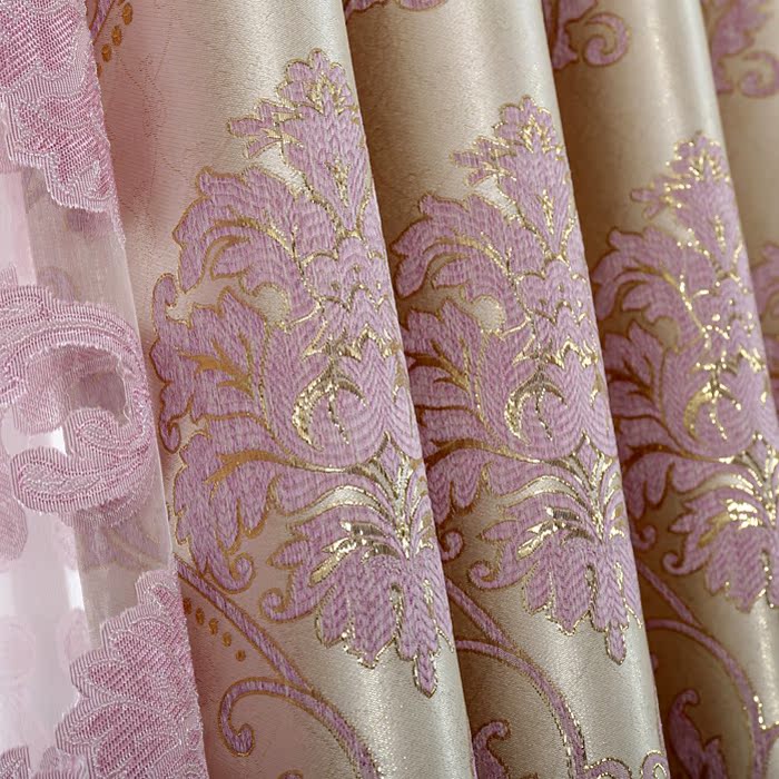 豪华高档欧式客厅卧室窗帘 金丝提花紫色遮光成品窗帘布特价清仓折扣优惠信息