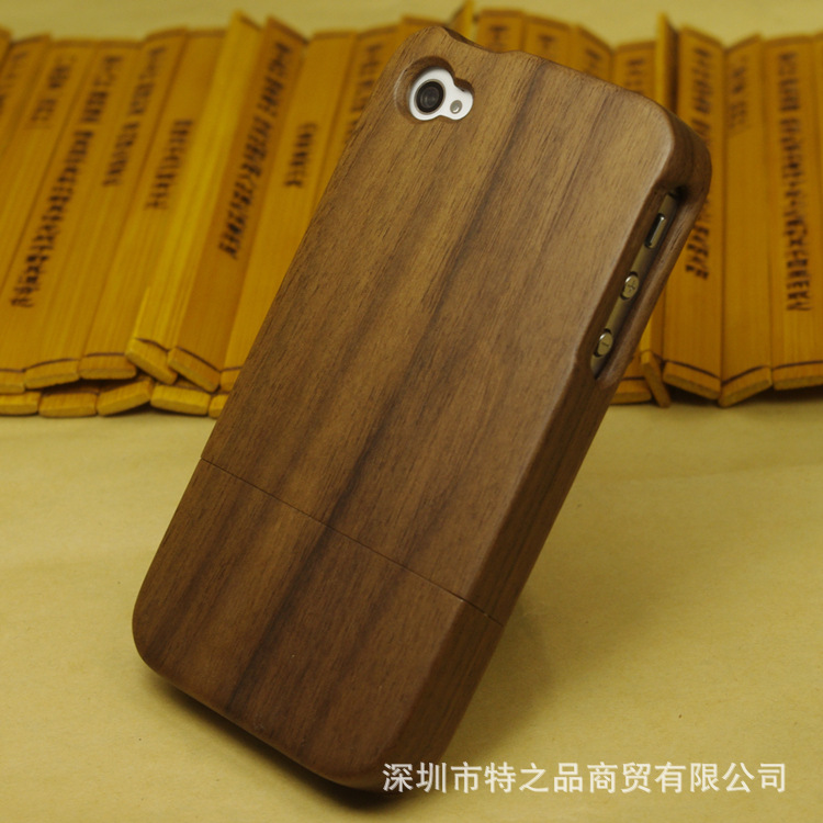 实木原木苹果iPhone4s木质手机壳 纯木保护套4竹木外壳黑胡桃木壳